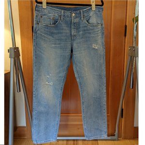 Light wash Levi's 501 tapered leg